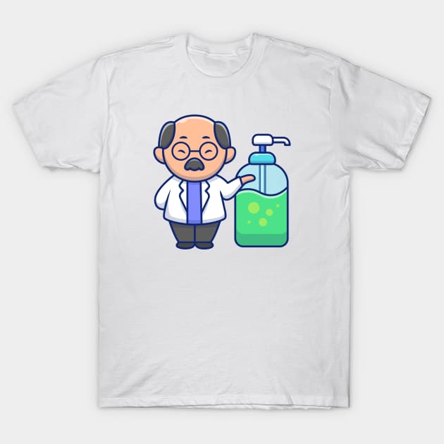 Cute doctor with hand sanitizer cartoon T-Shirt by Catalyst Labs